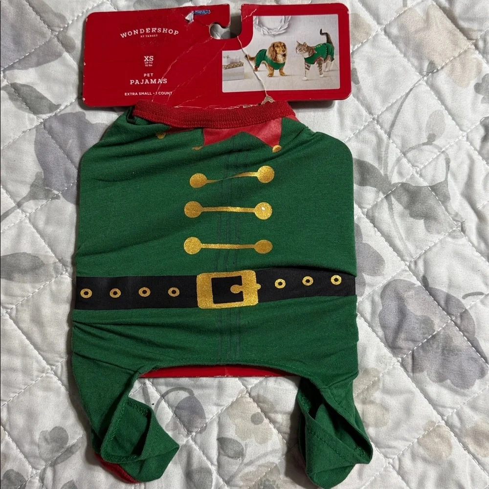 Wondershop Festive Green Dog Pajamas with Red and Gold Accents